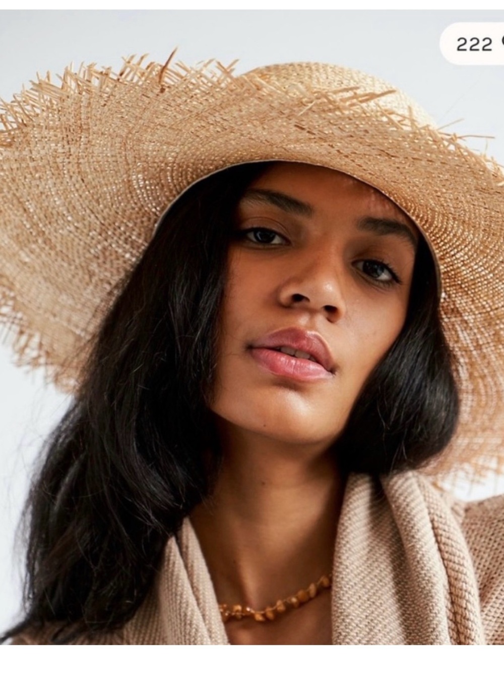 LACK OF COLOR aruba fray woven raffia straw boater sun hat natural size medium